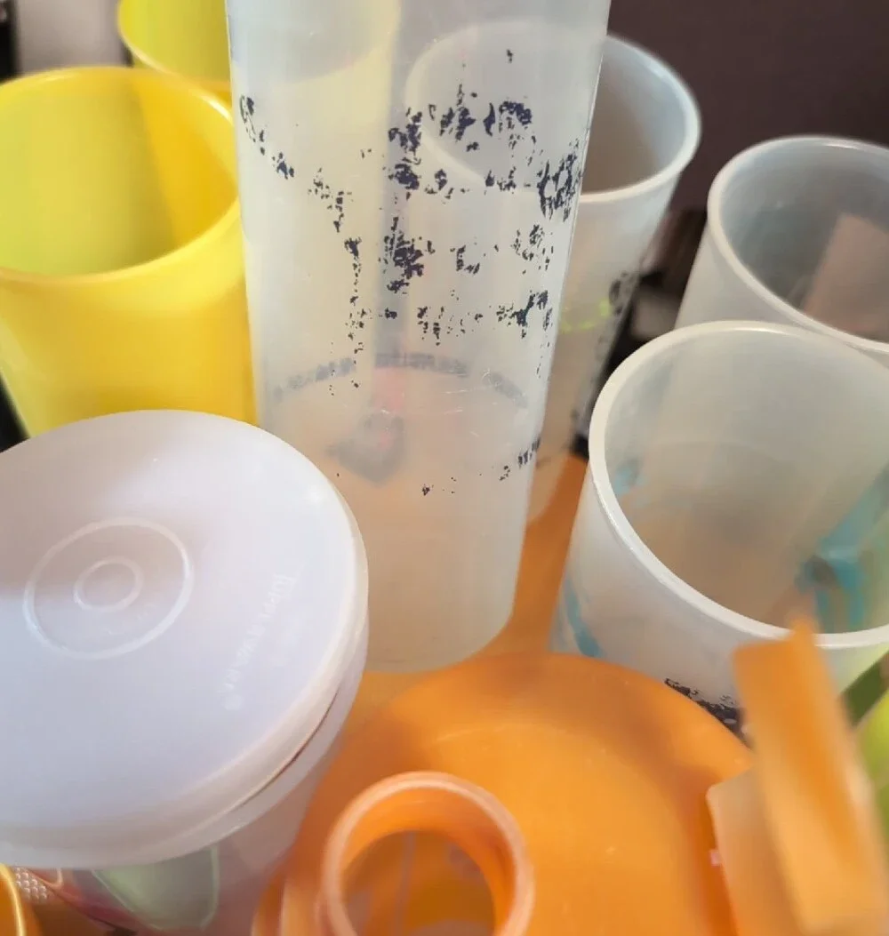 Vintage Tupperware Cups And Lids Bundle Lot Multi Color